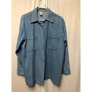 GreatLand Denim Shirt Womens Size Large Long Sleeve Button Front Casual Top